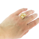 Vintage 1970's Cream Glass Pearl Ring 18k Yellow Gold Electroplated Made in USA by PVD Vintage Jewelry