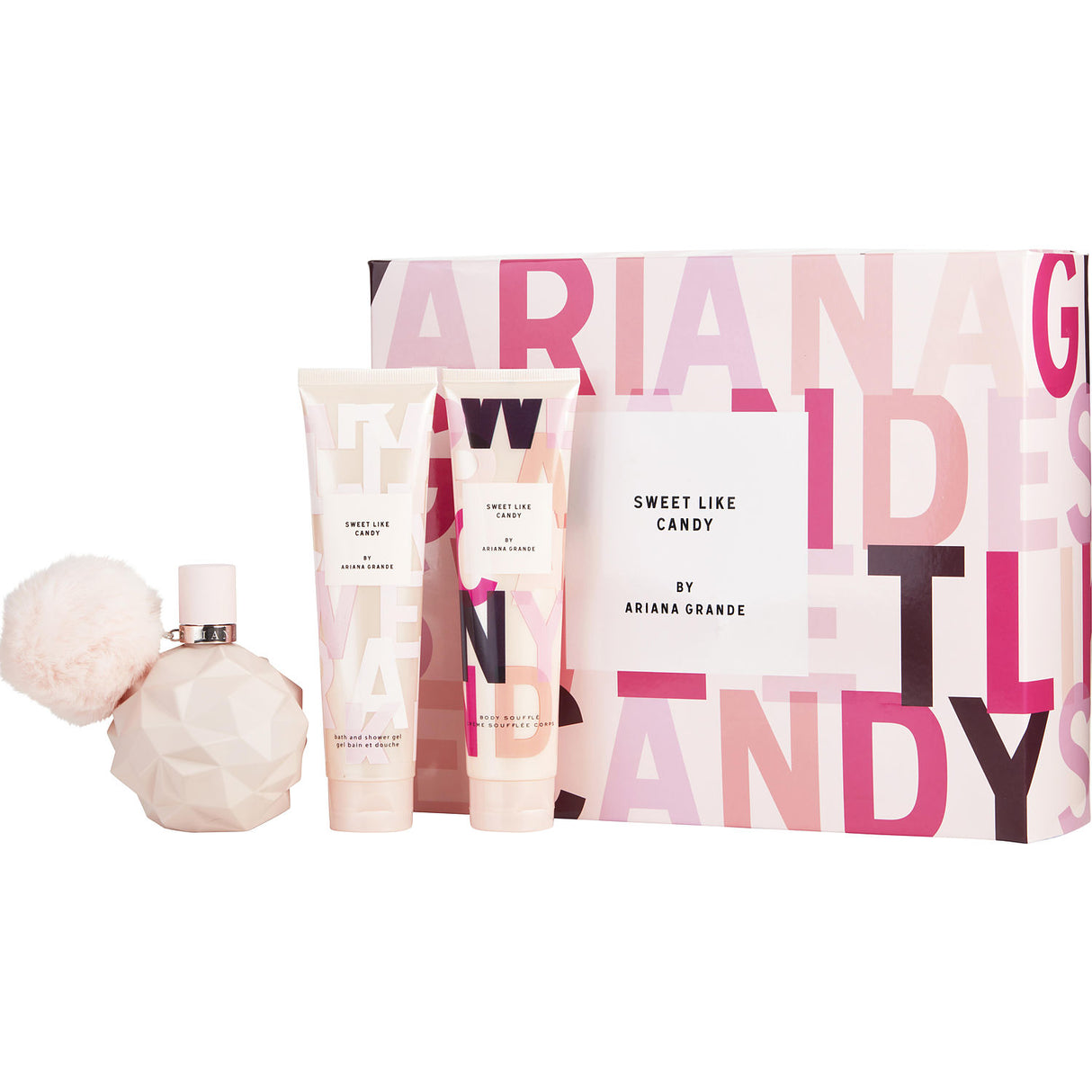 SWEET LIKE CANDY BY ARIANA GRANDE by Ariana Grande - EAU DE PARFUM SPRAY 3.4 OZ & BODY SOUFFLE 3.4 OZ & BATH AND SHOWER GEL 3.4 OZ - Women