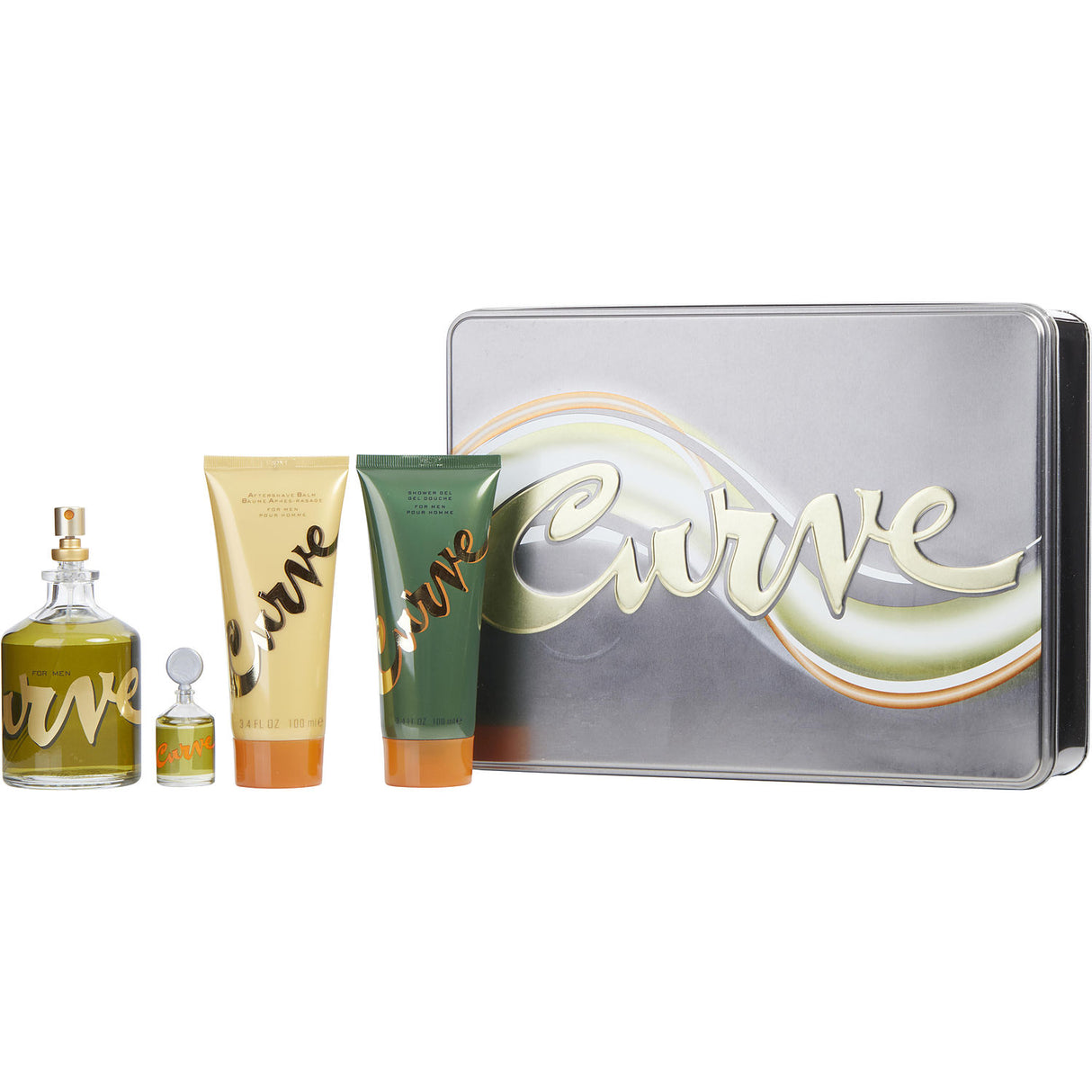 CURVE by Liz Claiborne - COLOGNE SPRAY 4.2 OZ & COLOGNE 0.25 OZ MINI & AFTERSHAVE BALM 3.4 OZ & SHOWER GEL 3.4 OZ - Men