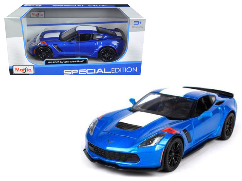 2017 Chevrolet Corvette Grand Sport Blue Metallic 1/24 Diecast Model Car by Maisto