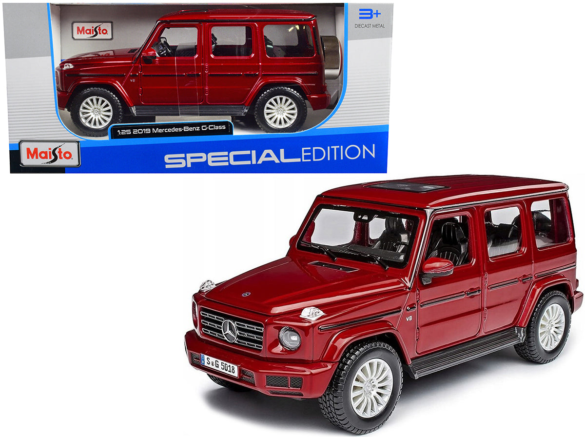 2019 Mercedes Benz G-Class with Sunroof Red Metallic 1/25 Diecast Model Car by Maisto