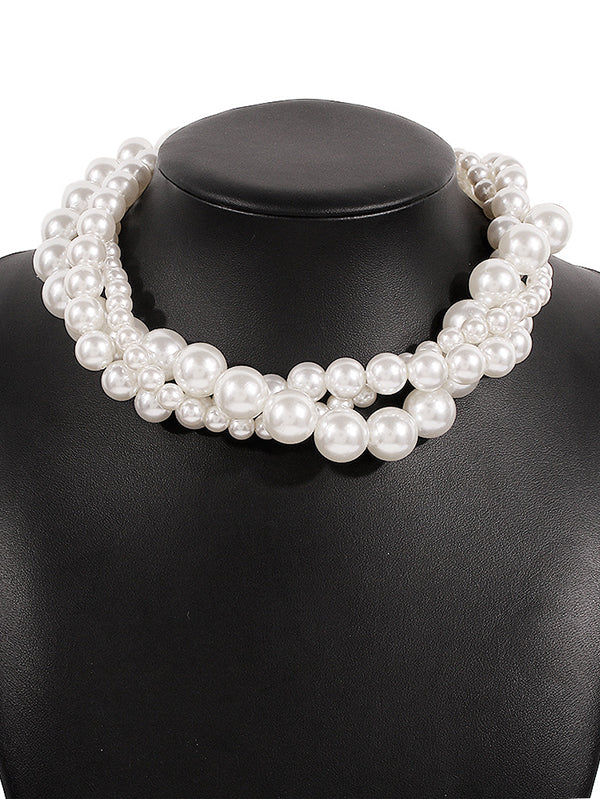 Imitation Pearl Three Pieces Necklaces Accessories Dainty Necklace by migunica