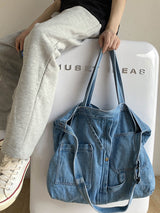 Casual Denim Split-Joint Solid Color Bags Accessories by migunica