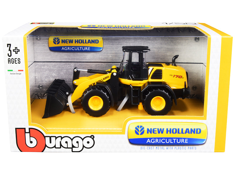 New Holland W170D Wheel Loader Yellow and Black "New Holland Agriculture" Series 1/50 Diecast Model by Bburago