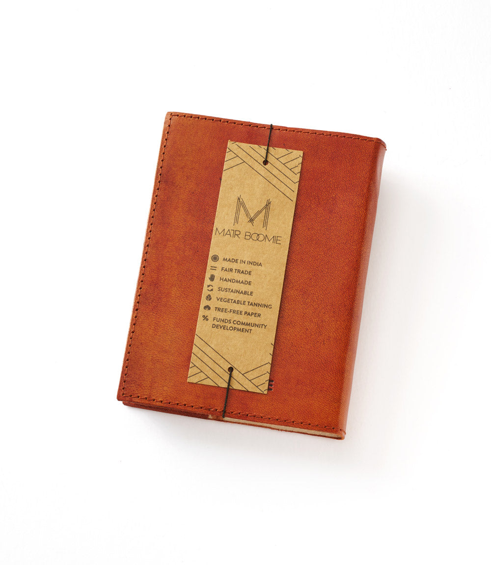 Embossed Brown Leather Moon Phase 5x7 Journal - Refillable Cruelty-Free by Matr Boomie