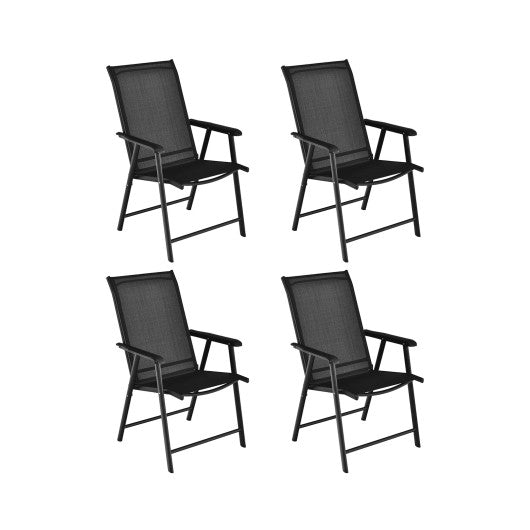 4-Pack Patio Folding Chairs Portable for Outdoor Camping-Black