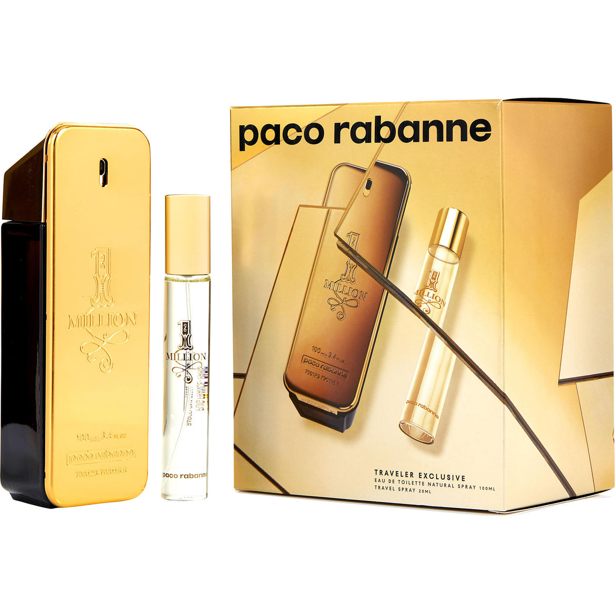 PACO RABANNE 1 MILLION by Paco Rabanne - EDT SPRAY 3.4 OZ & EDT SPRAY 0.68 OZ (TRAVEL OFFER) - Men