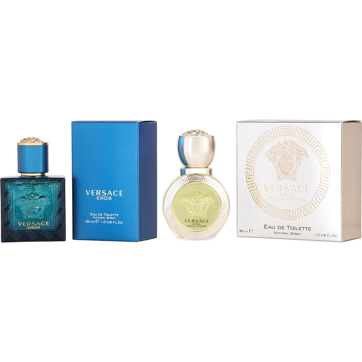 VERSACE VARIETY by Gianni Versace - 2 PIECE UNISEX VARIETY WITH VERSACE EROS POUR FEMME & VERSACE EROS POUR HOMME AND BOTH ARE EDT SPRAY 1 OZ - Unisex