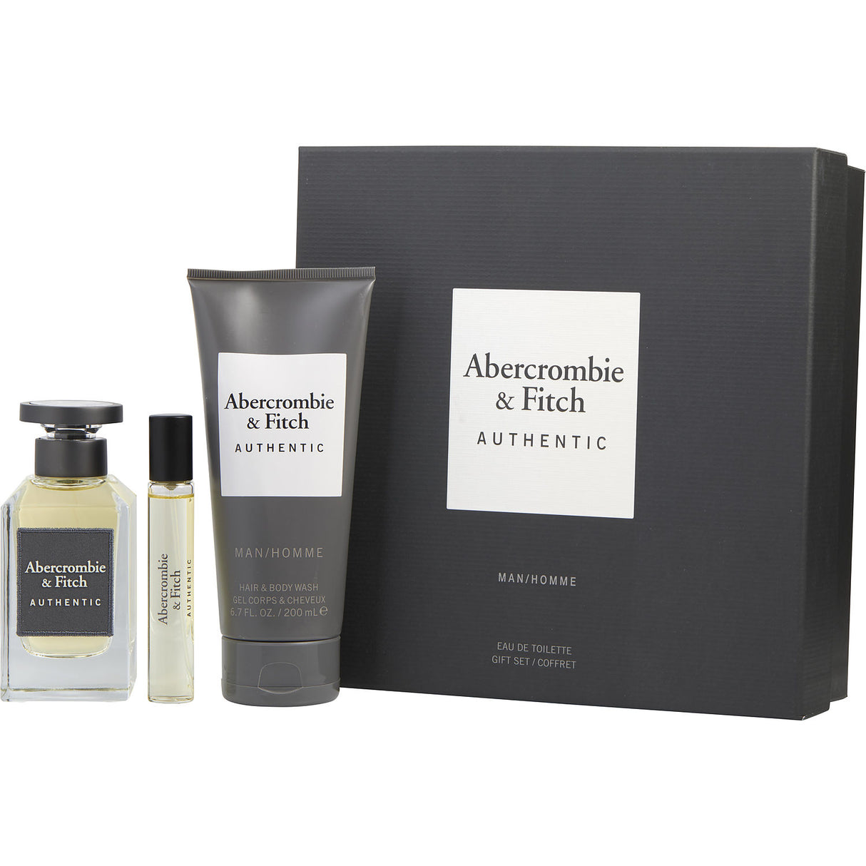 ABERCROMBIE & FITCH AUTHENTIC by Abercrombie & Fitch - EDT SPRAY 3.4 OZ & BODY WASH 6.7 OZ & EDT 0.5 OZ MINI - Men