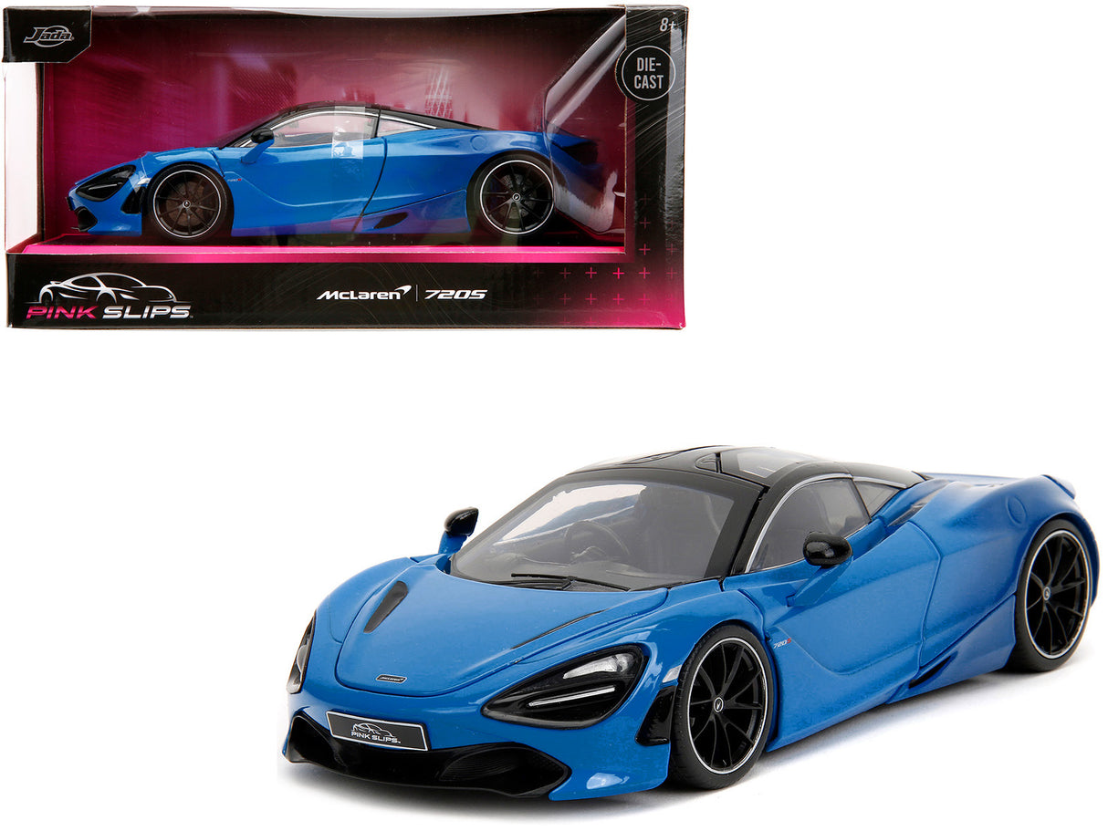 McLaren 720S Blue and Dark Blue with Black Top "Pink Slips" Series 1/24 Diecast Model Car by Jada