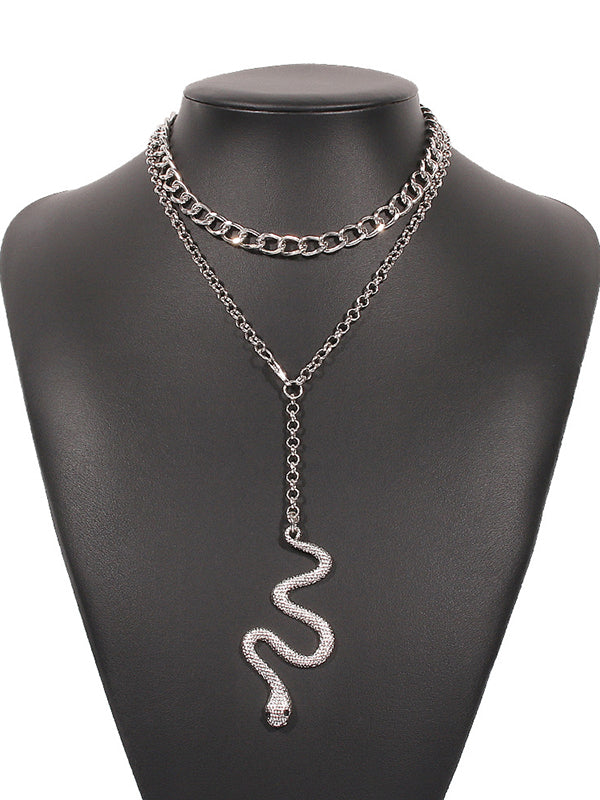 Two Pieces Chains Snake Shape Necklaces Accessories by migunica