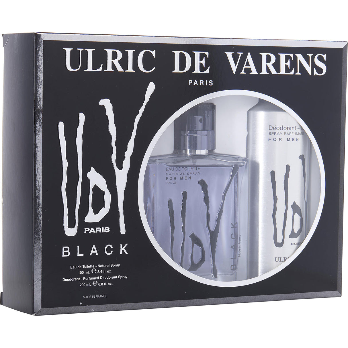 UDV BLACK by Ulric de Varens - EDT SPRAY 3.4 OZ & DEODORANT SPRAY 6.8 OZ - Men