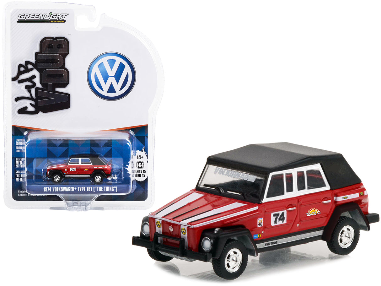 1974 Volkswagen Thing (Type 181) #74 Red "BAJA Thing" "Club Vee V-Dub" Series 15 1/64 Diecast Model Car by Greenlight