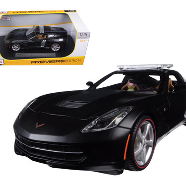 2014 Chevrolet Corvette C7 Stingray Police Matt Black 1/18 Diecast Model Car by Maisto