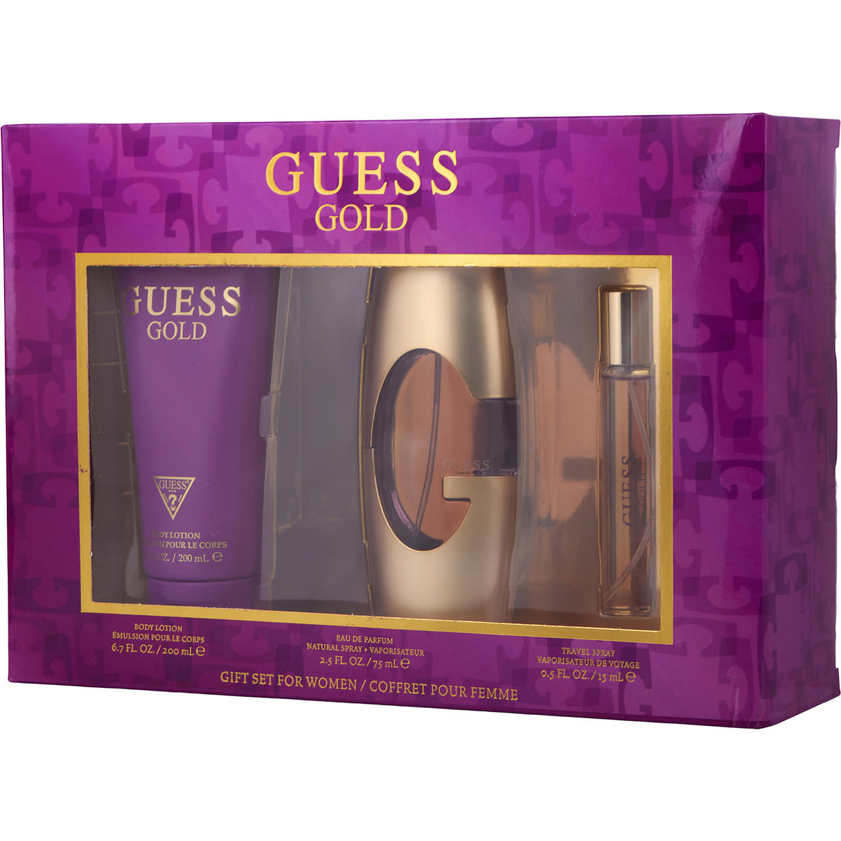 GUESS GOLD by Guess - EAU DE PARFUM SPRAY 2.5 OZ & BODY LOTION 6.8 OZ & EAU DE PARFUM SPRAY 0.5 OZ - Women