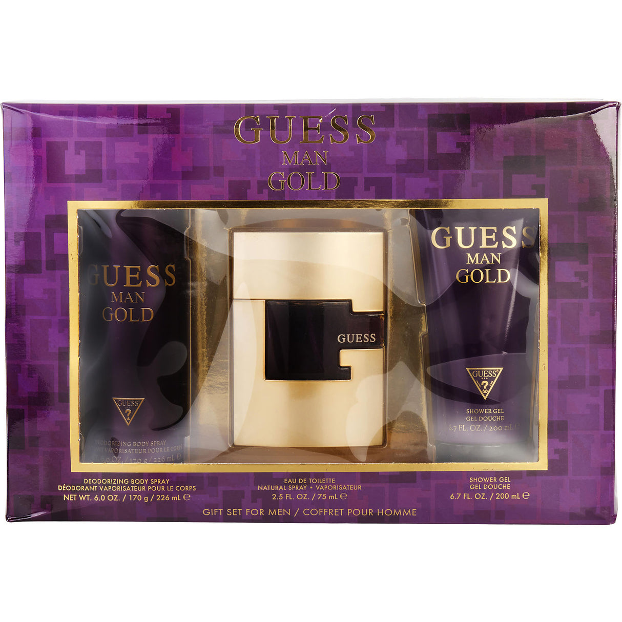 GUESS GOLD by Guess - EDT SPRAY 2.5 OZ & BODY SPRAY 6 OZ & SHOWER GEL 6.7 OZ - Men