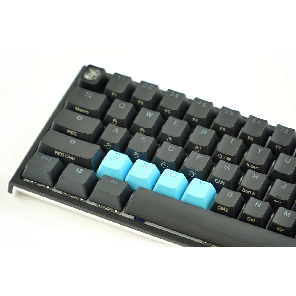 Tai-Hao Rubber Gaming Keycaps ZXCV Neon Blue by Level Up Desks