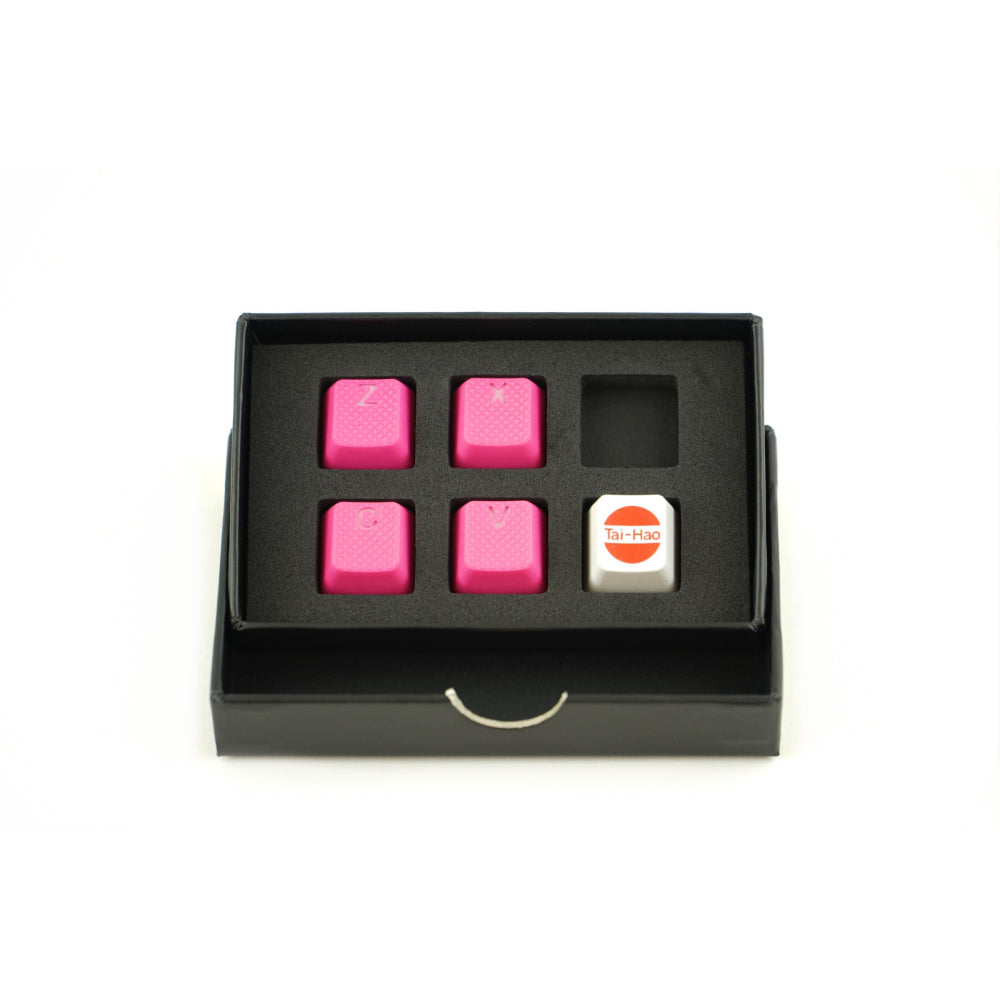 Tai-Hao Rubber Gaming Keycaps ZXCV Neon Pink by Level Up Desks