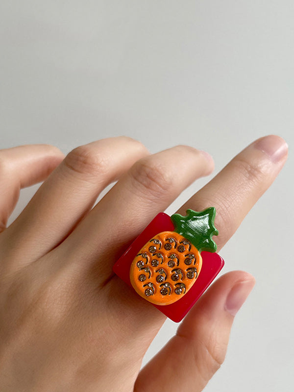 Geometric Fruit  Rhinestone Rings Accessories by migunica