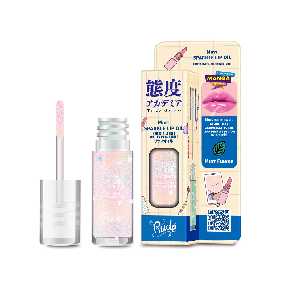 RUDE Manga Sparkle Lip Oil - Mint