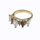 Vintage Genuine Garnet and Clear Cubic Zirconia Cocktail Ring 18k Yellow Gold Electroplated by PVD Vintage Jewelry