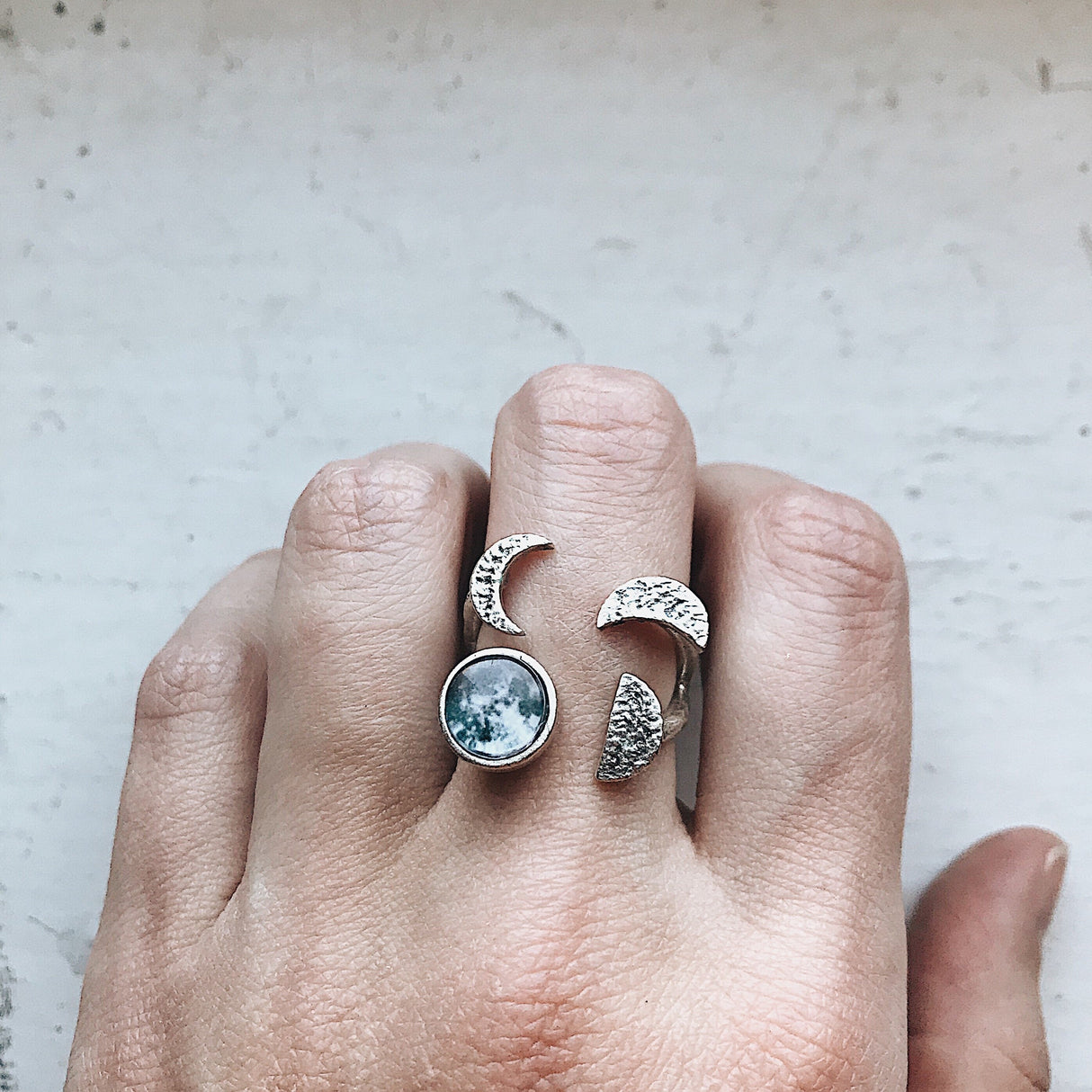 Moon Phase Sculpture Ring by Yugen Handmade