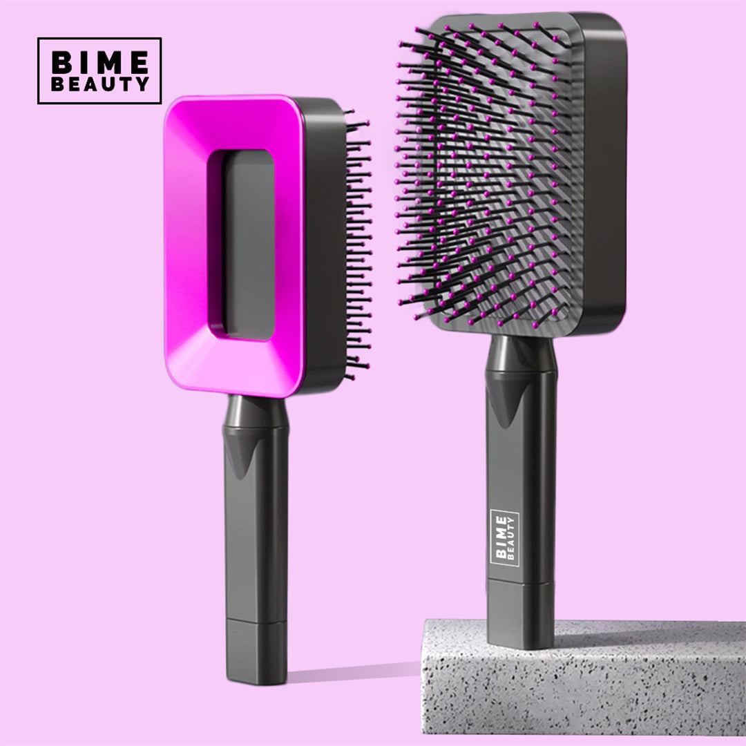 3D Self-cleaning Deluxe Rectangular Hair Brush by BimeBeauty