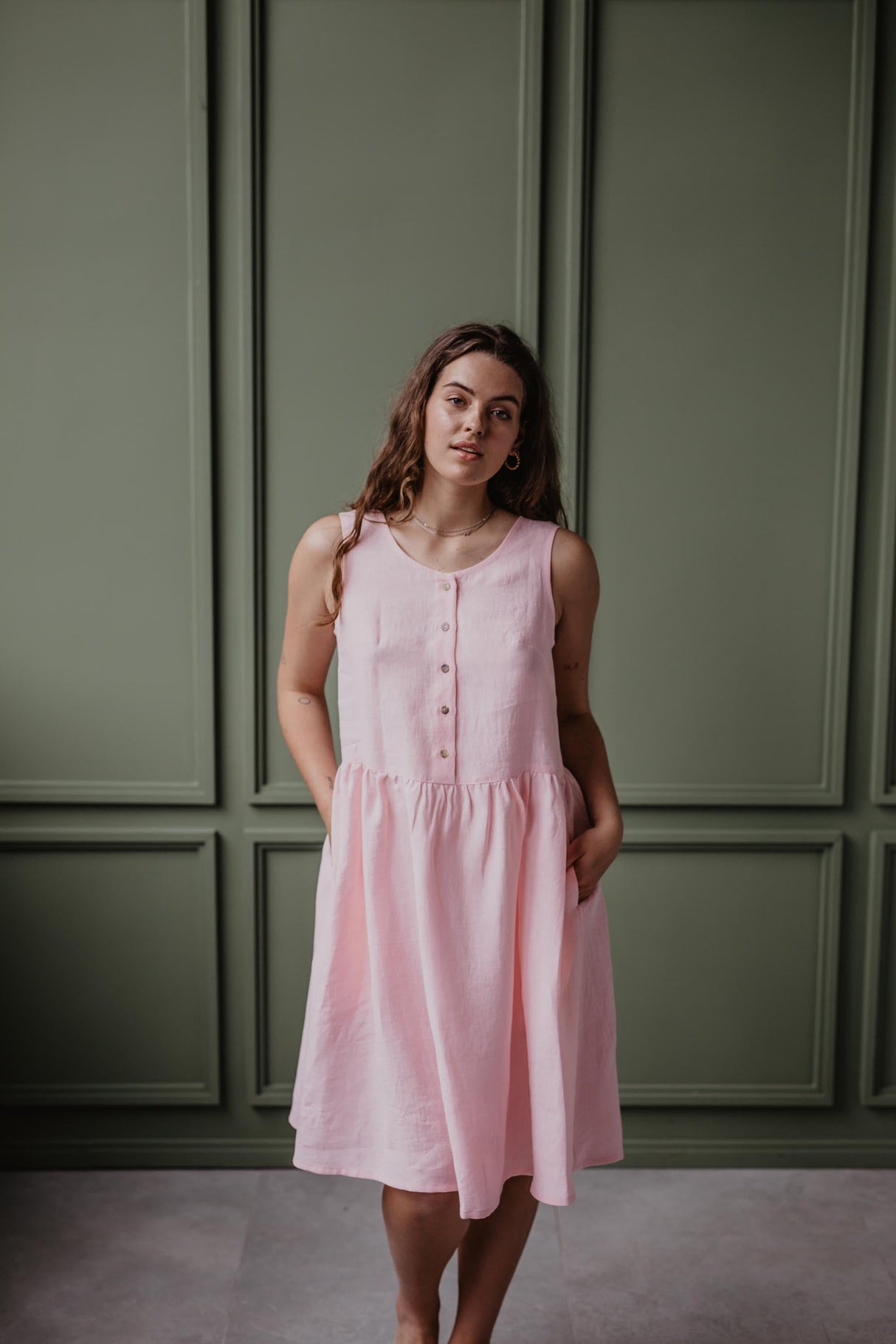 Linen sleeveless summer dress HAZEL by AmourLinen