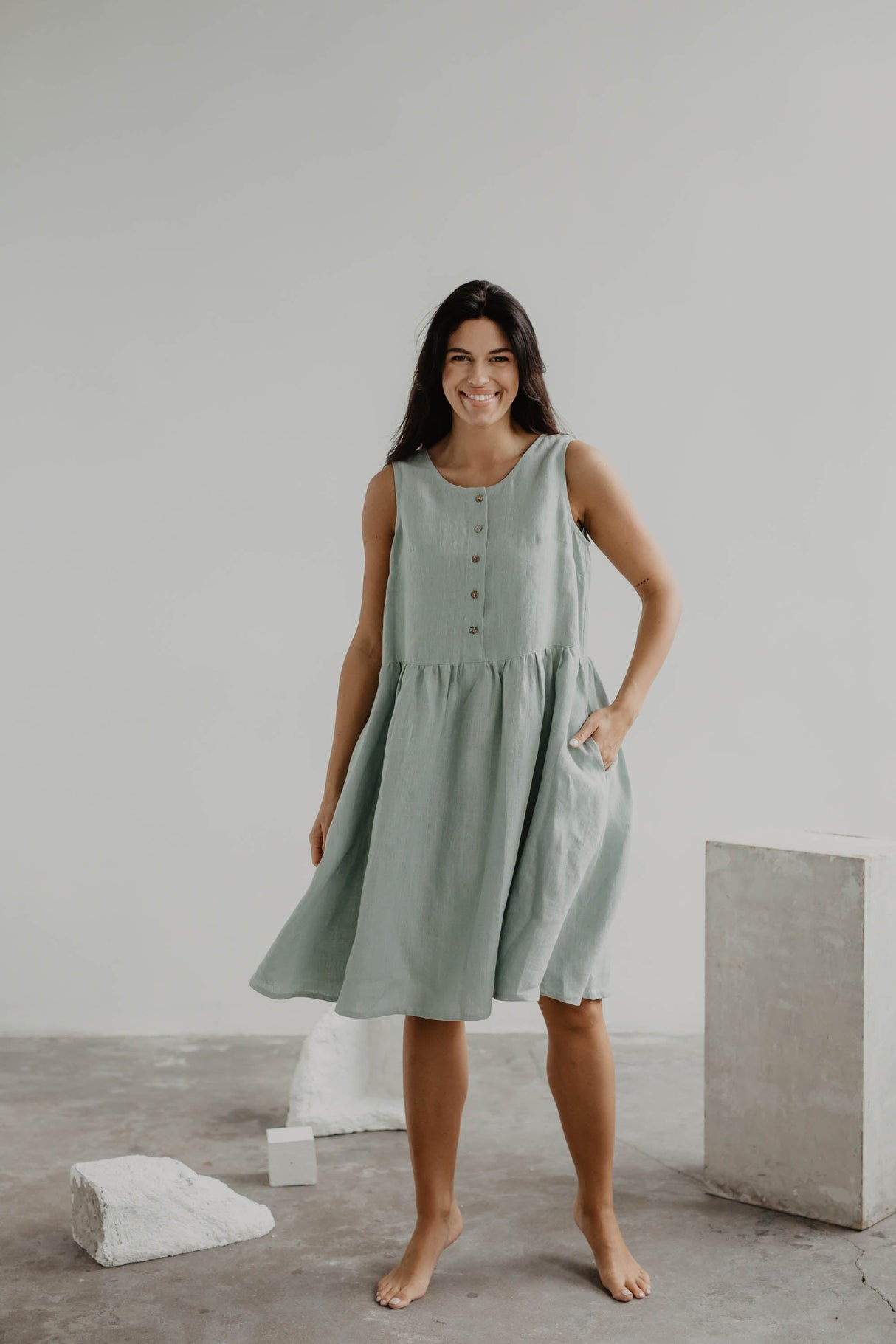 Linen sleeveless summer dress HAZEL by AmourLinen