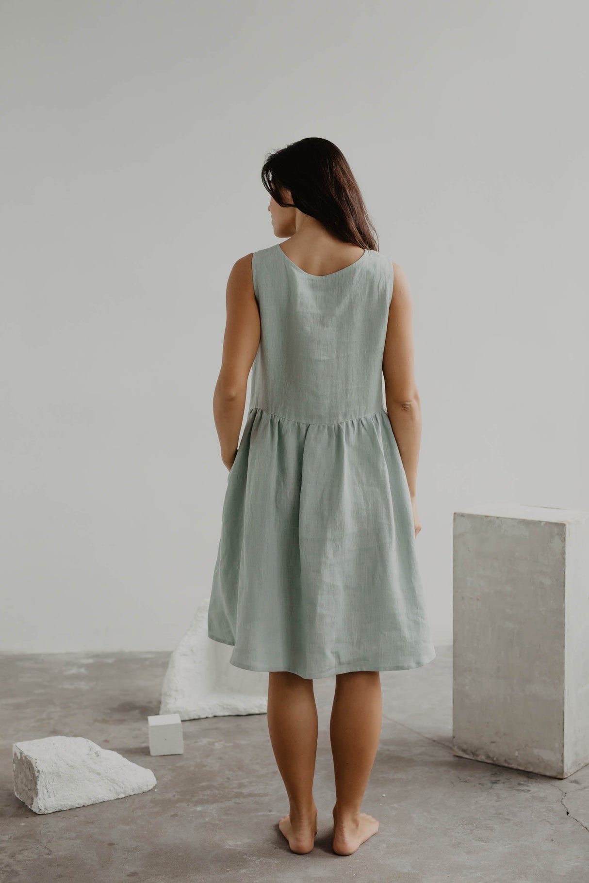 Linen sleeveless summer dress HAZEL by AmourLinen