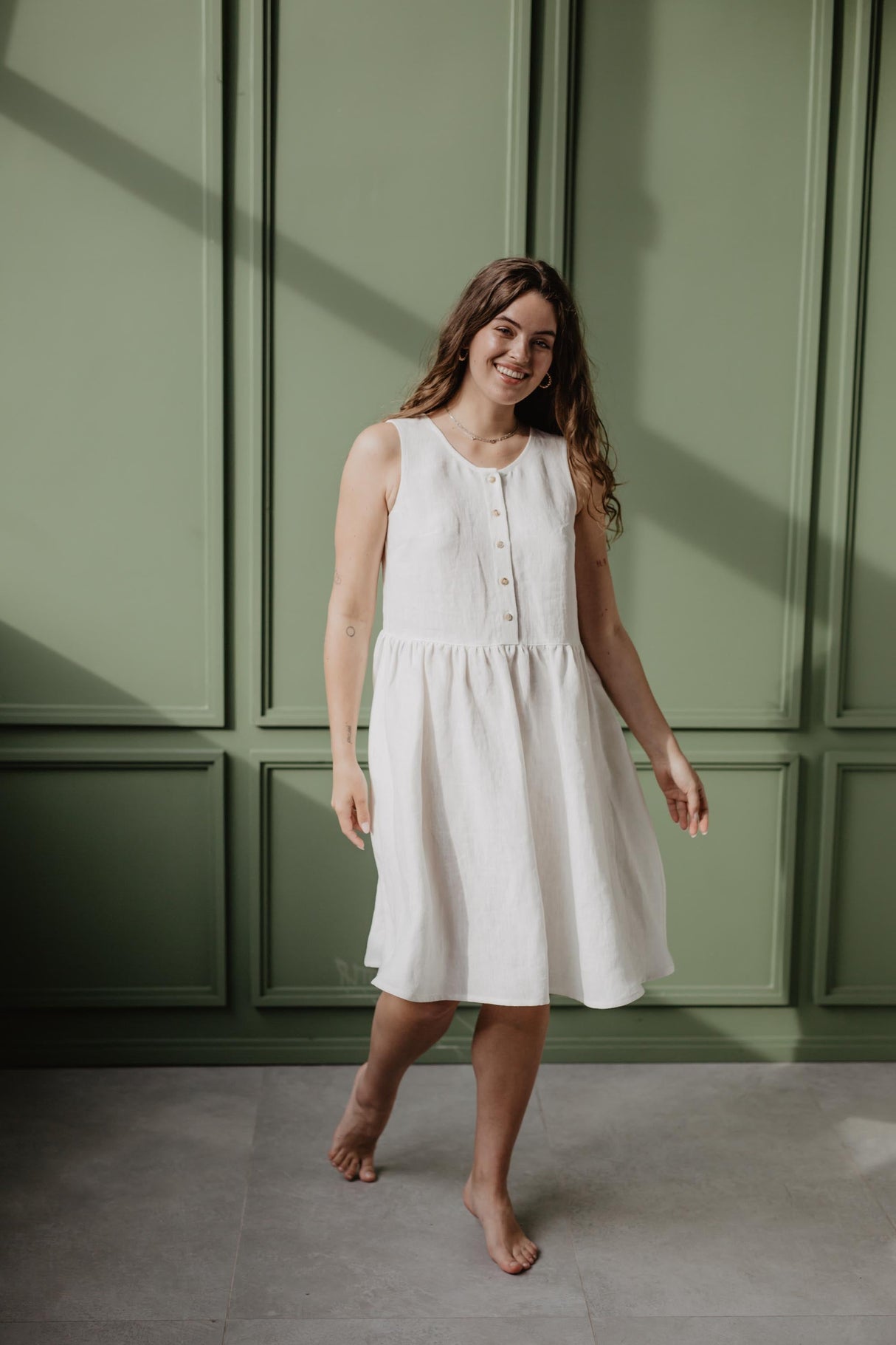 Linen sleeveless summer dress HAZEL by AmourLinen