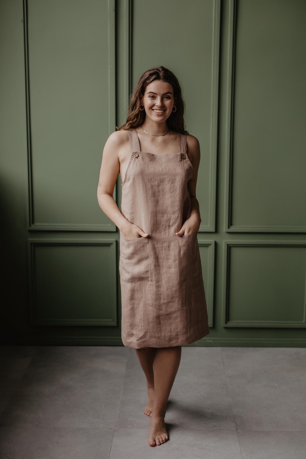 Linen apron dress JADE by AmourLinen