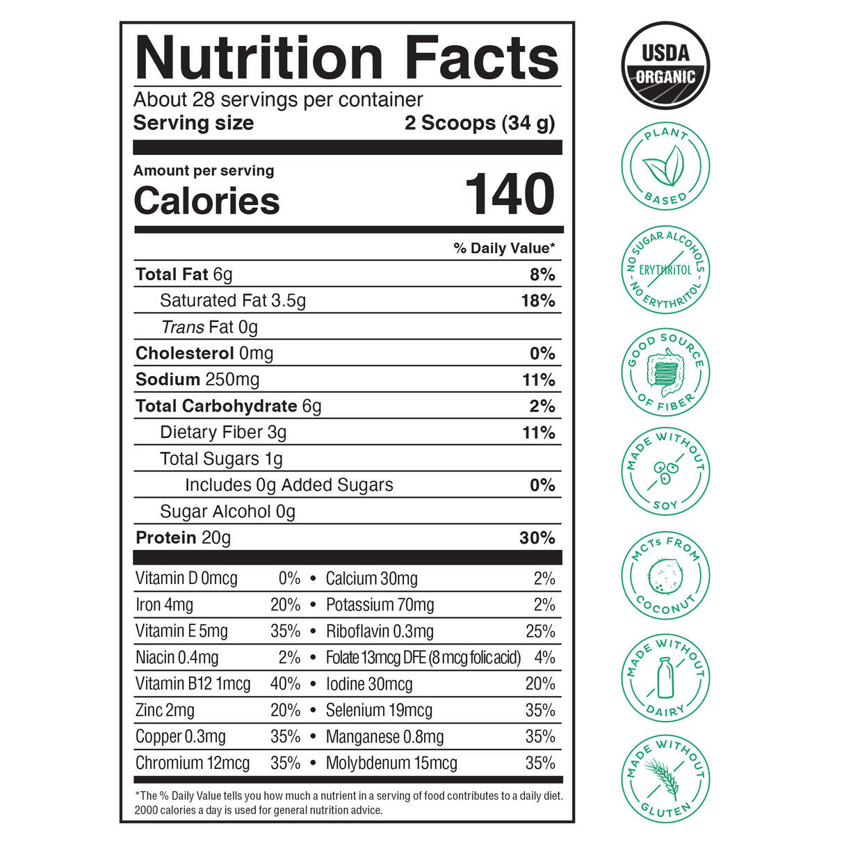 KOS Organic Plant Protein, Unflavored & Unsweetened, 28 Servings by KOS.com