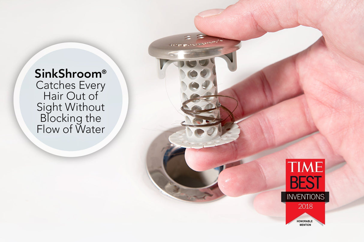 SinkShroom (Nickel Edition) The Hair Catcher That Prevents Clogged Bathroom Sink Drains by TubShroom.com