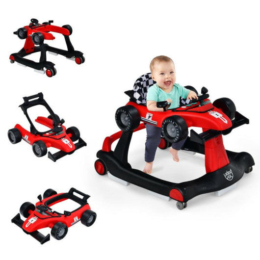 4-in-1 Foldable Activity Push Walker with Adjustable Height-Red