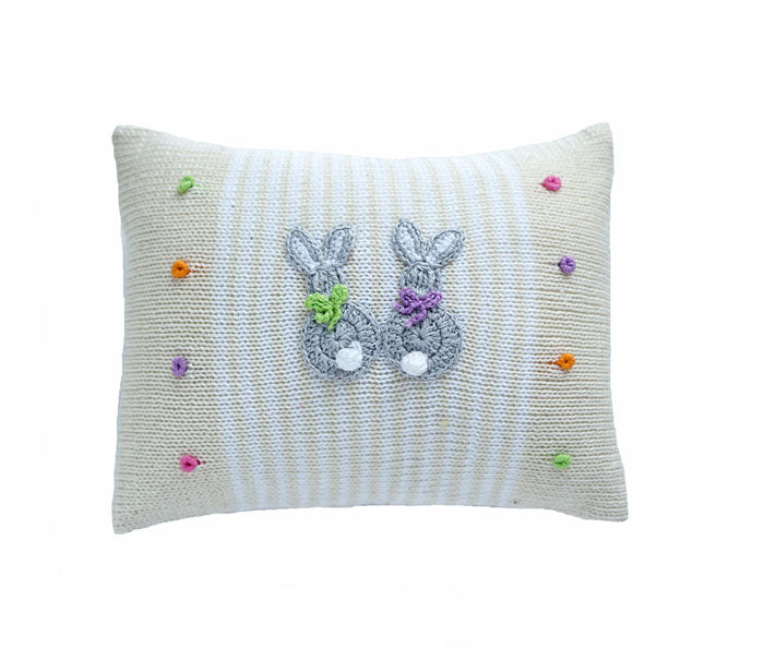 Cottontail Bunny Mini Pillow, Ecru by Melange Collection