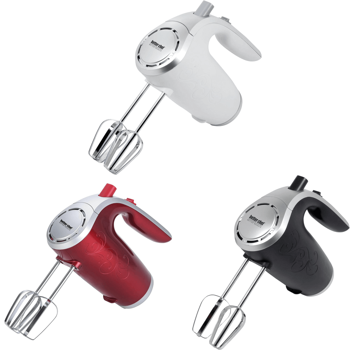 Better Chef 5-Speed 150W Hand Mixer with Silver Accents and Storage Clip by Jupiter Gear Home