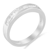 .925 Sterling Silver 1/3 Cttw Baguette Cut Diamond Channel Set Stackable Wedding Ring (H-I Color, I1-I2 Clarity) by Haus of Brilliance