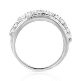 .925 Sterling Silver 2.0 Cttw Round & Baguette Cut Diamond Multi-Row Channel Set Tapered Cocktail Fashion Ring (I-J Color, I3 Clarity) by Haus of Brilliance