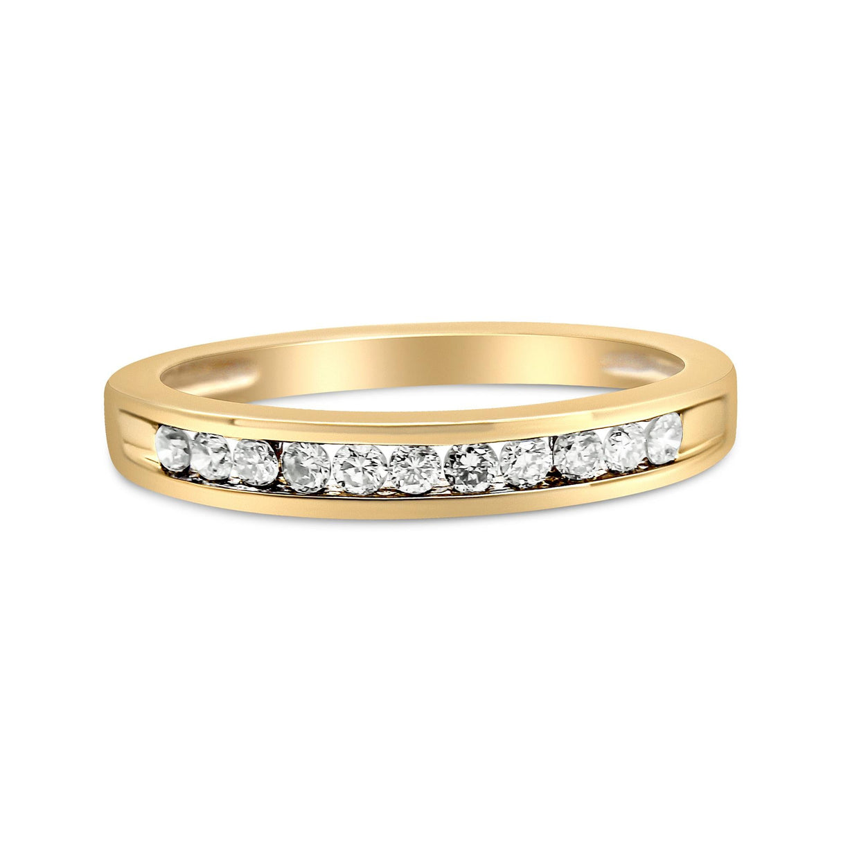 10K Yellow Gold Plated .925 Sterling Silver 1/4 Cttw Channel Set Round Diamond 11 Stone Wedding Band Ring (K-L Color, I1-I2 Clarity) by Infinite Jewels