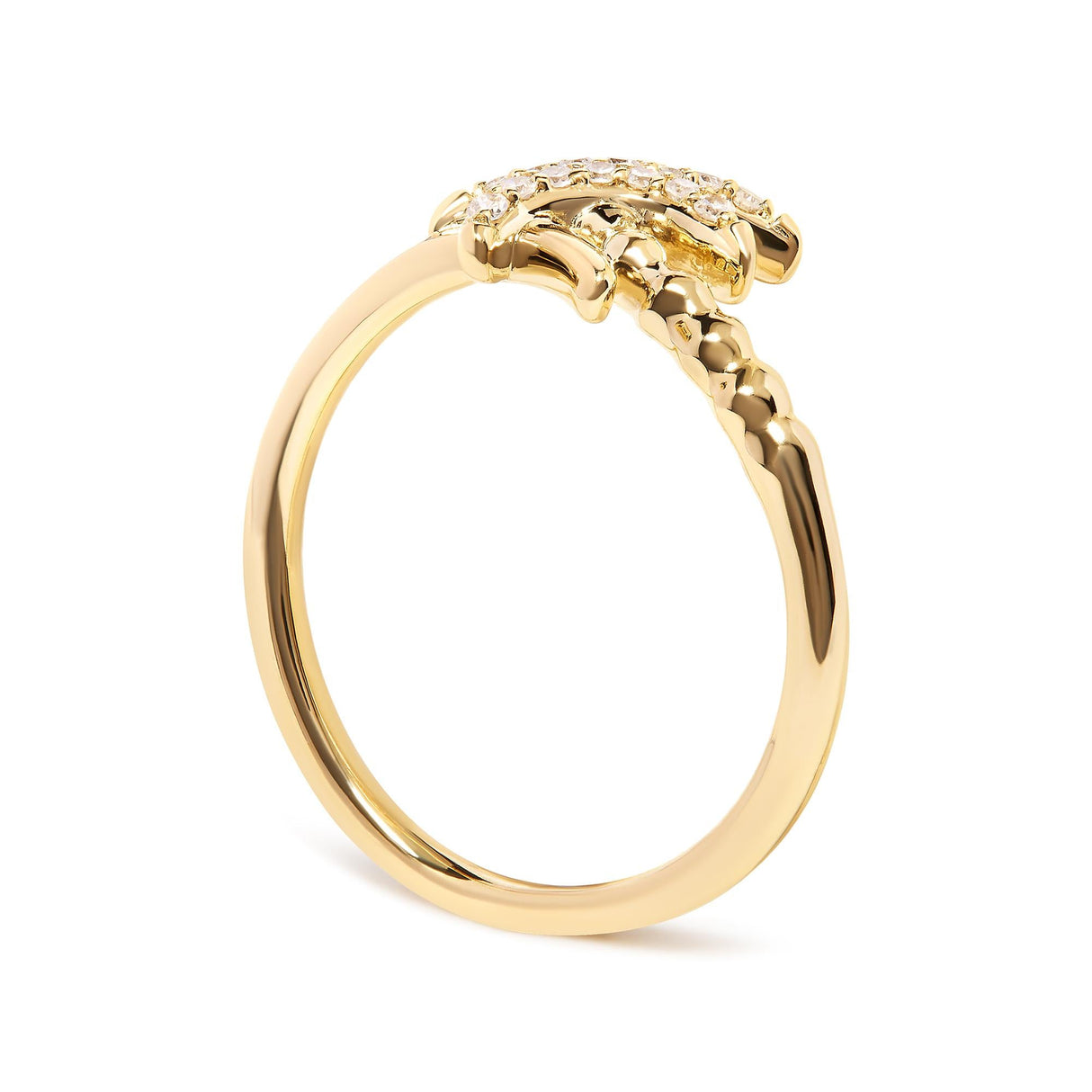 10K Yellow Gold 1/10 Cttw Diamond  Palm Tree Statement Ring (H-I Color, I1-I2 Clarity) by Haus of Brilliance