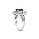 .925 Sterling Silver 9x7mm Oval Purple Amethyst and Round Diamond Accent Fashion Cocktail Ring (I-J Color, I1-I2 Clarity) by Infinite Jewels