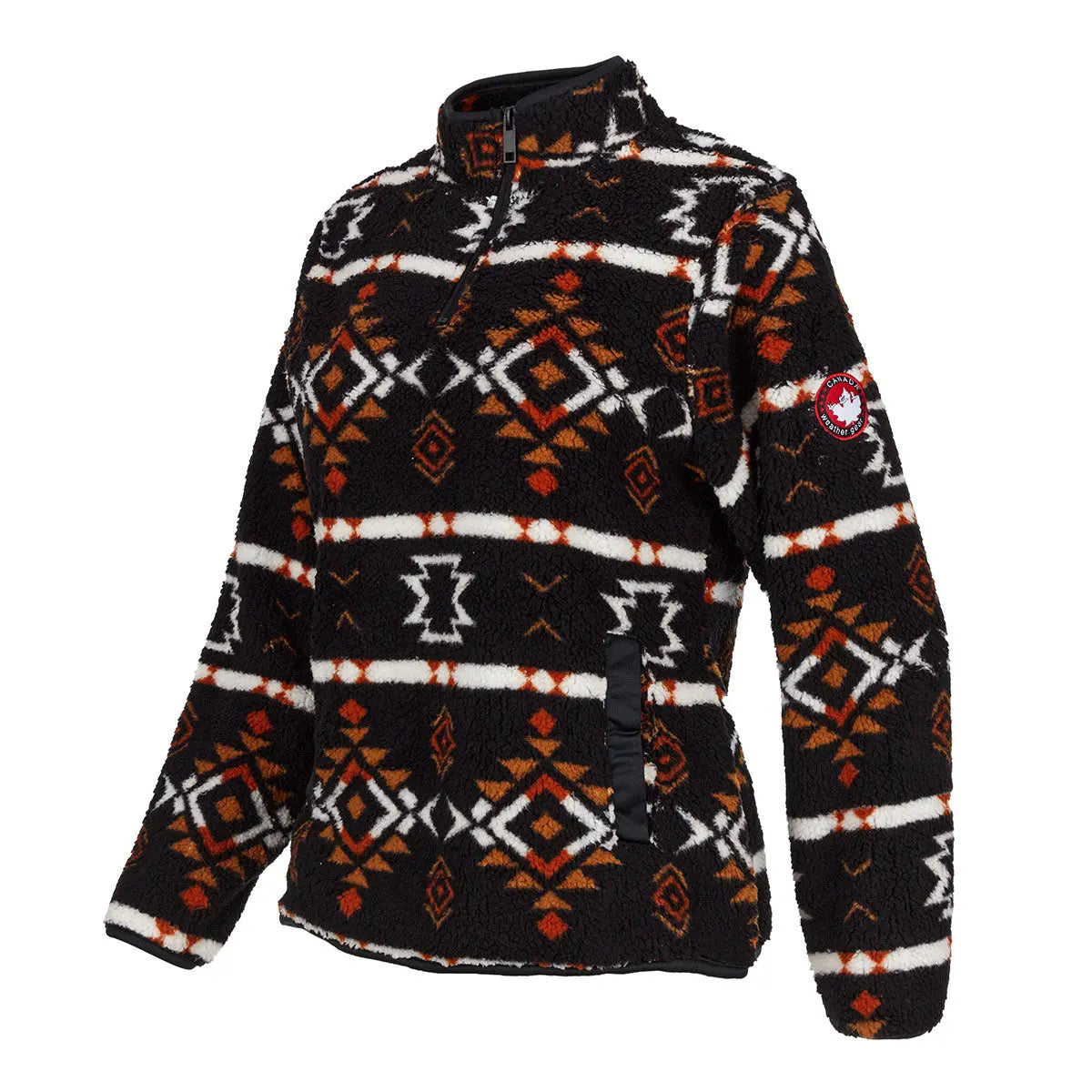 Canada Weather Gear Women's 1/4 Zip Aztec Printed Sherpa by PROOZY