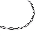 C400B B.Tiff Black 2 Clasps Oval Paperclip Link Chain Necklace by B.Tiff New York