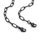 C400B B.Tiff Black 2 Clasps Oval Paperclip Link Chain Necklace by B.Tiff New York