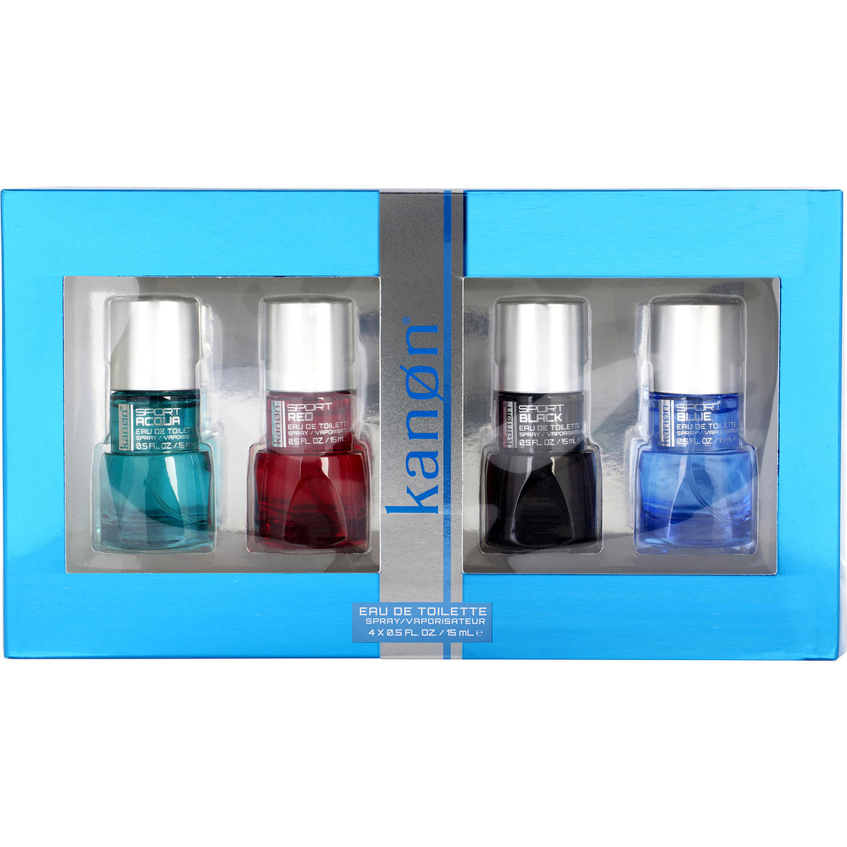 KANON VARIETY by Scannon - 4 PIECE VARIETY WITH ACQUA SPORT & RED SPORT & BLUE SPORT & BLACK SPORT & ALL ARE EDT SPRAY 0.5 OZ - Men