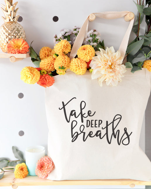 Take Deep Breaths Gym Cotton Canvas Tote Bag by The Cotton & Canvas Co.