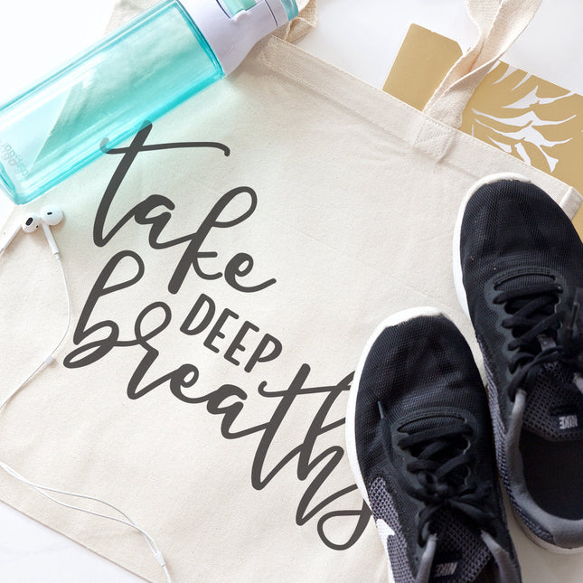 Take Deep Breaths Gym Cotton Canvas Tote Bag by The Cotton & Canvas Co.