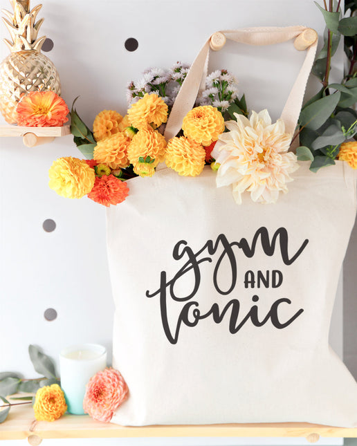 Gym and Tonic Cotton Canvas Tote Bag by The Cotton & Canvas Co.