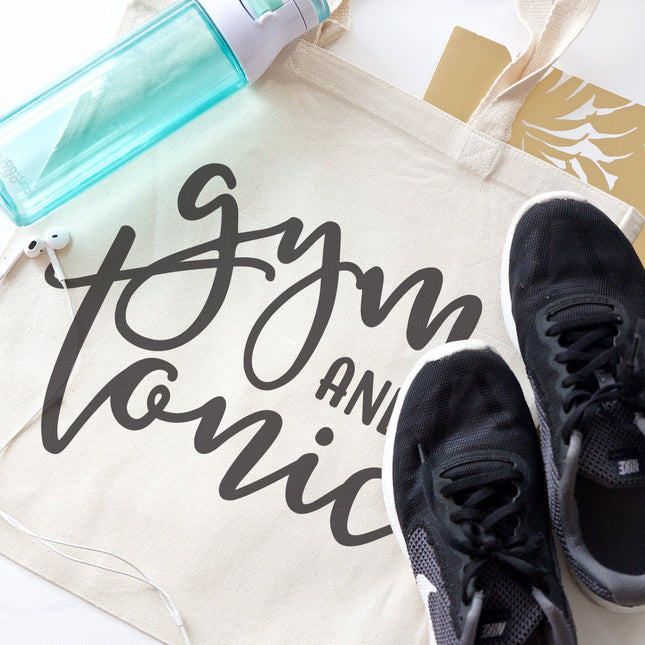 Gym and Tonic Cotton Canvas Tote Bag by The Cotton & Canvas Co.
